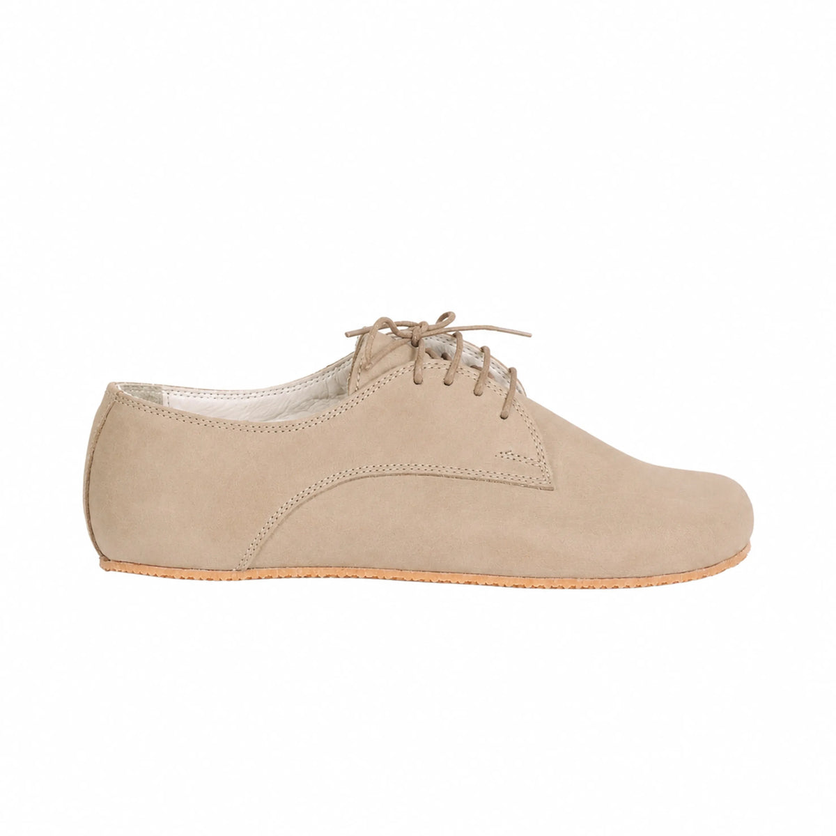 Nubuck Barefoot Oxford Shoes – Rubber Sole – Cream