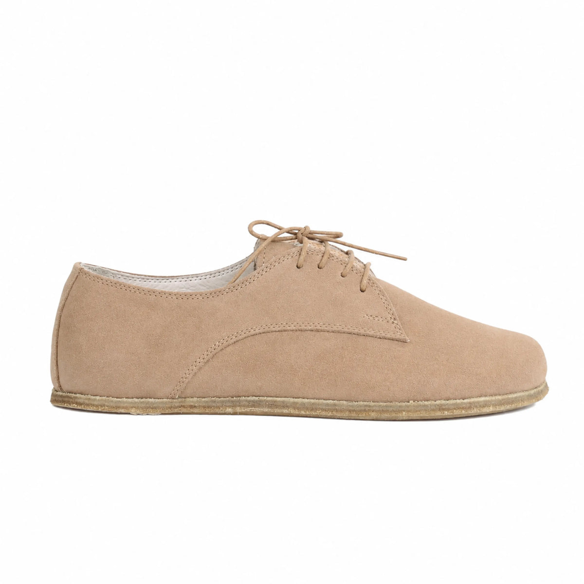 Nubuck Barefoot Oxford Shoes – Classic Sole — Leather Sole – Cream