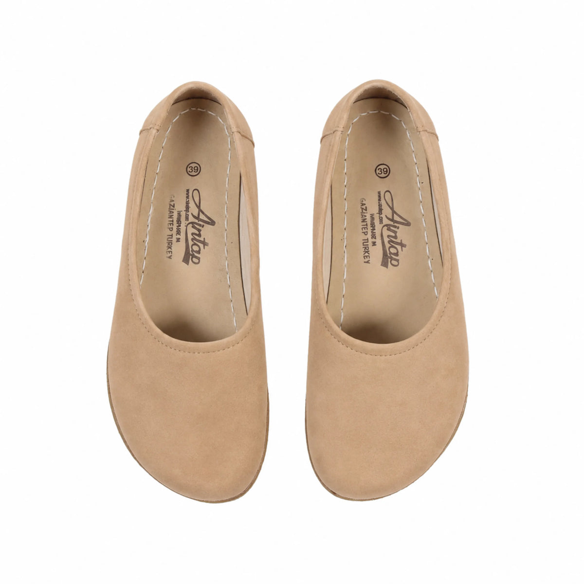 Nubuck Barefoot Ballet Shoes – Classic Sole — Leather Sole – Cream