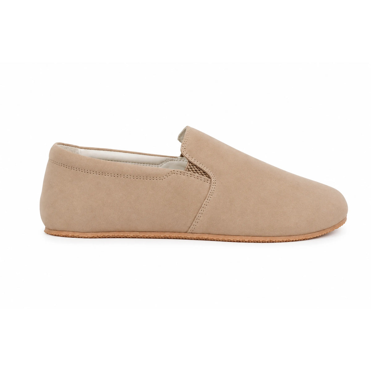 Nubuck Barefoot Slip-On Shoes – Rubber Sole – Cream