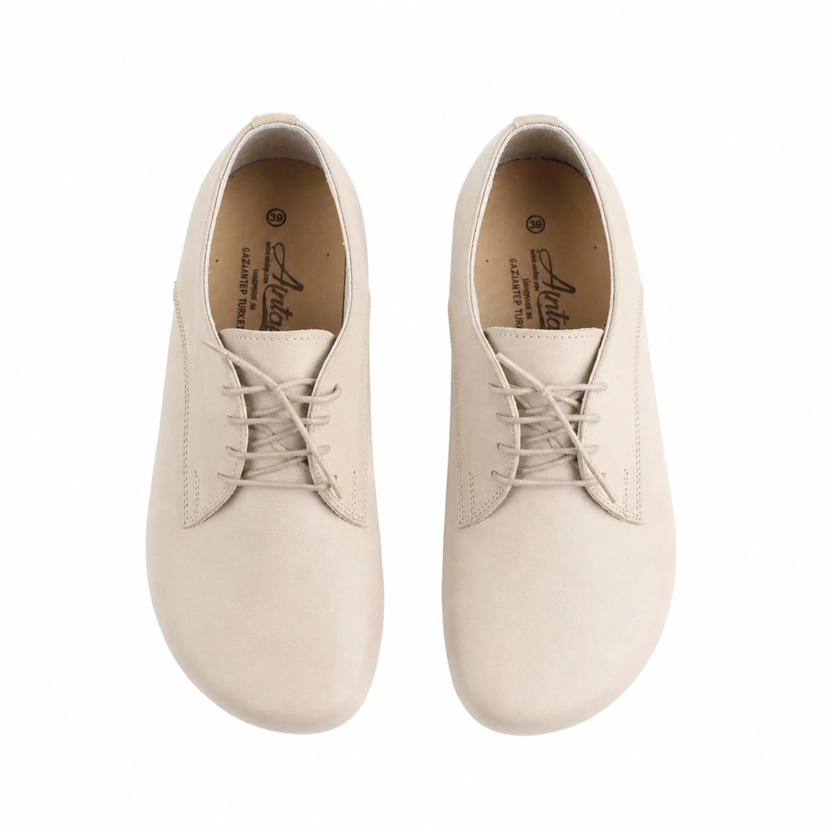 Smooth Barefoot Oxford Shoes – Classic Sole — Leather Sole – Cream