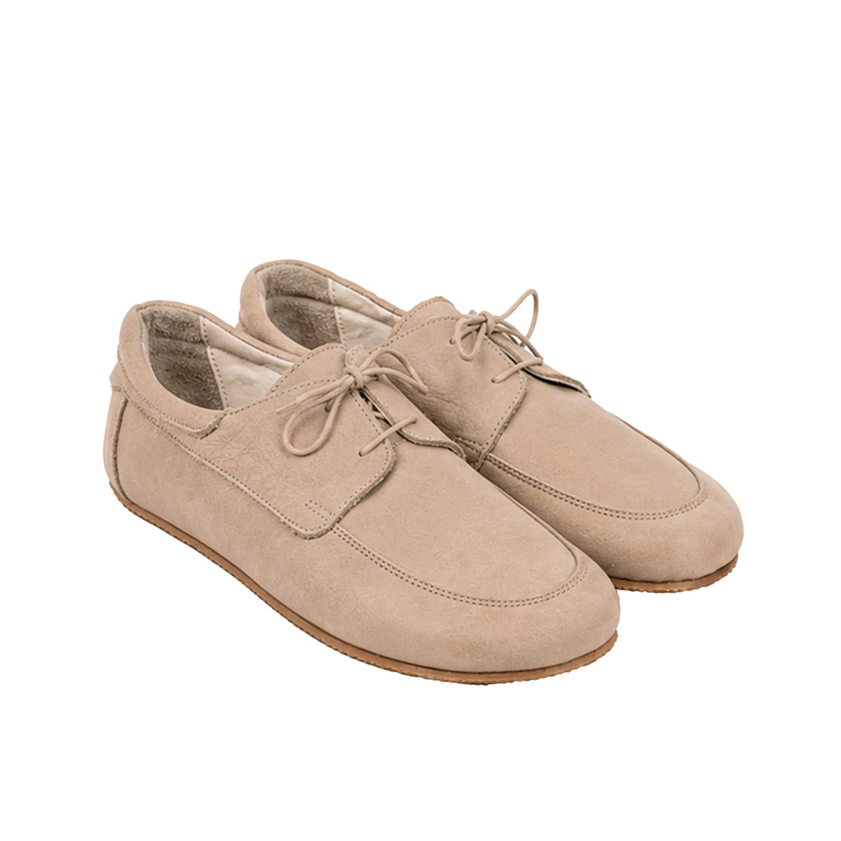 Nubuck Barefoot Laces Penny Loafer Shoes – Rubber Sole – Cream