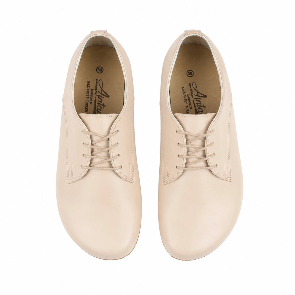 Smooth Barefoot Oxford Shoes – Rubber Sole – Cream