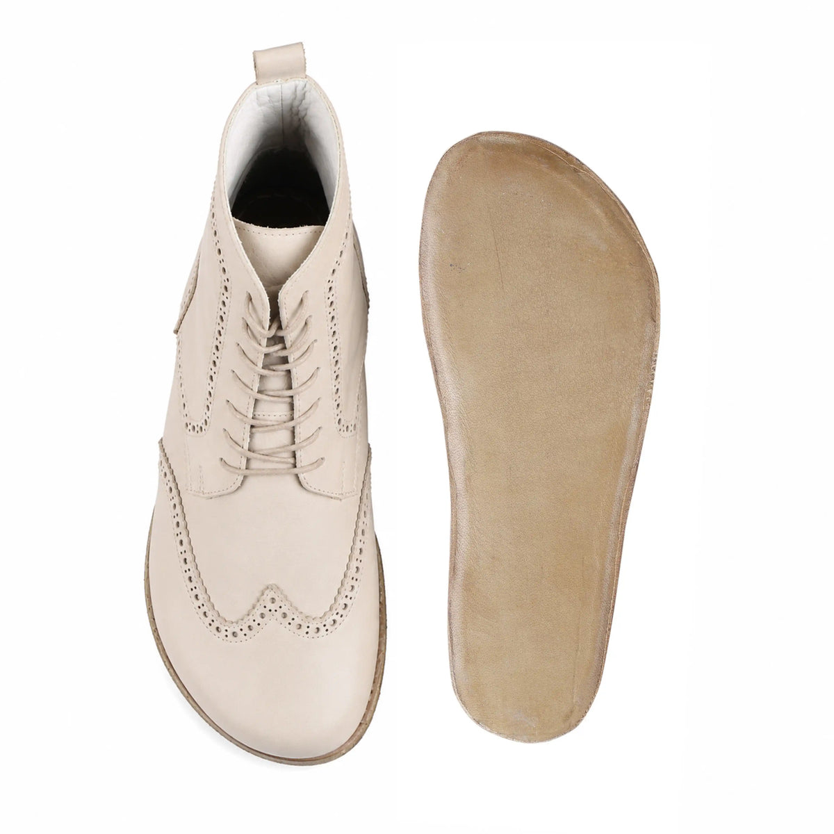 Smooth Barefoot Moccasin Boots Shoes – Classic Sole — Leather Sole – Cream