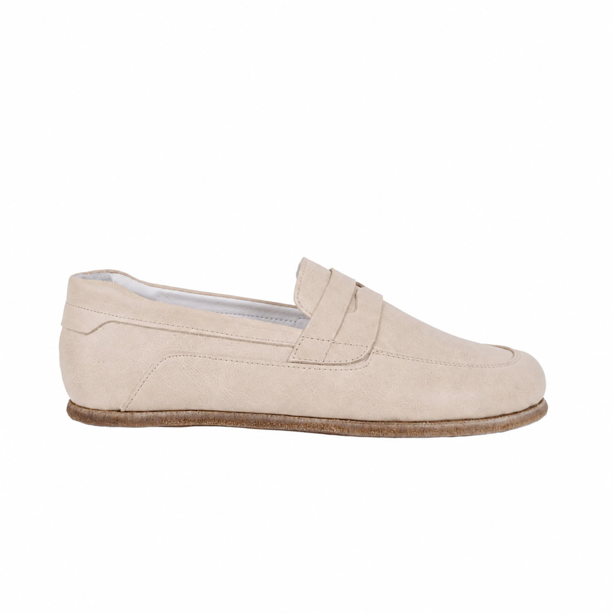 Smooth Barefoot Penny Loafer Shoes – Classic Sole — Leather Sole – Cream