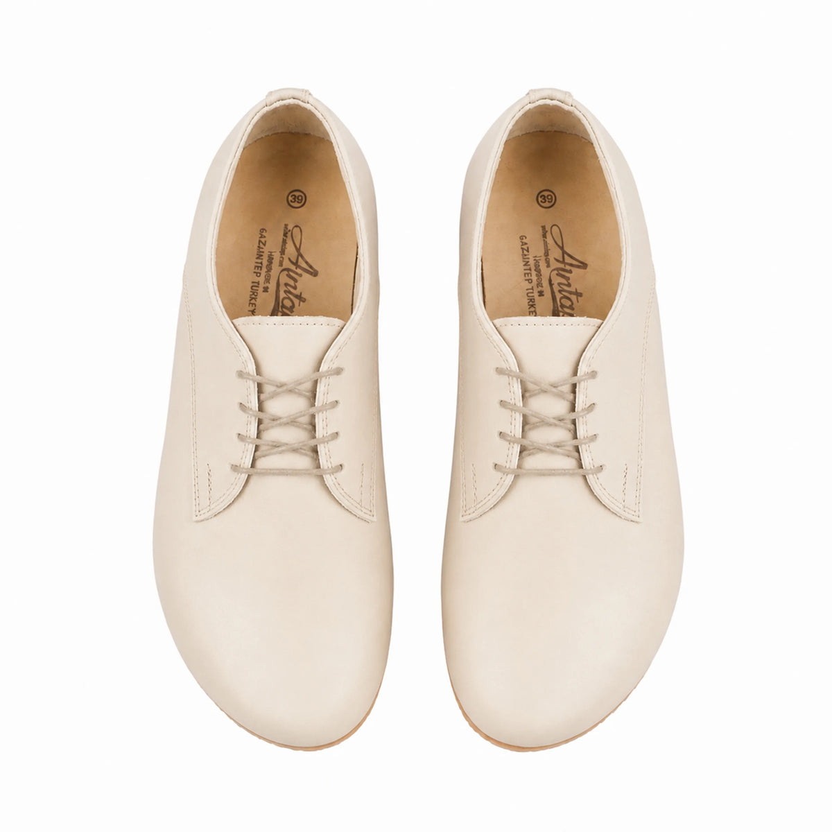 Smooth Barefoot Oxford Shoes — Leather Sole – Cream