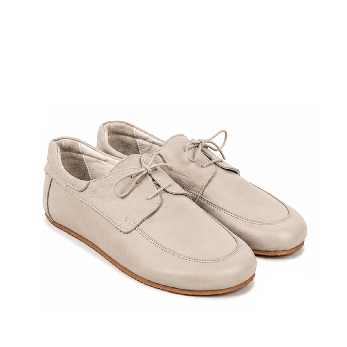 Smooth Barefoot Laces Penny Loafer Shoes – Rubber Sole – Cream