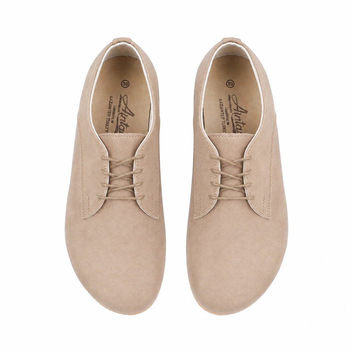 Nubuck Barefoot Oxford Shoes — Leather Sole – Cream