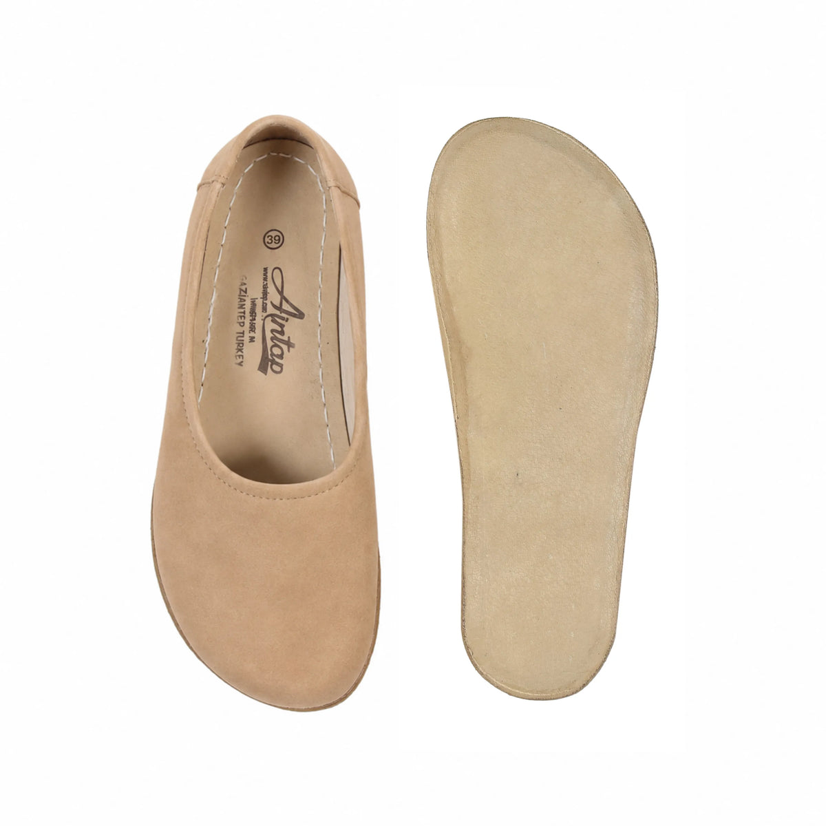 Nubuck Barefoot Ballet Shoes – Classic Sole — Leather Sole – Cream