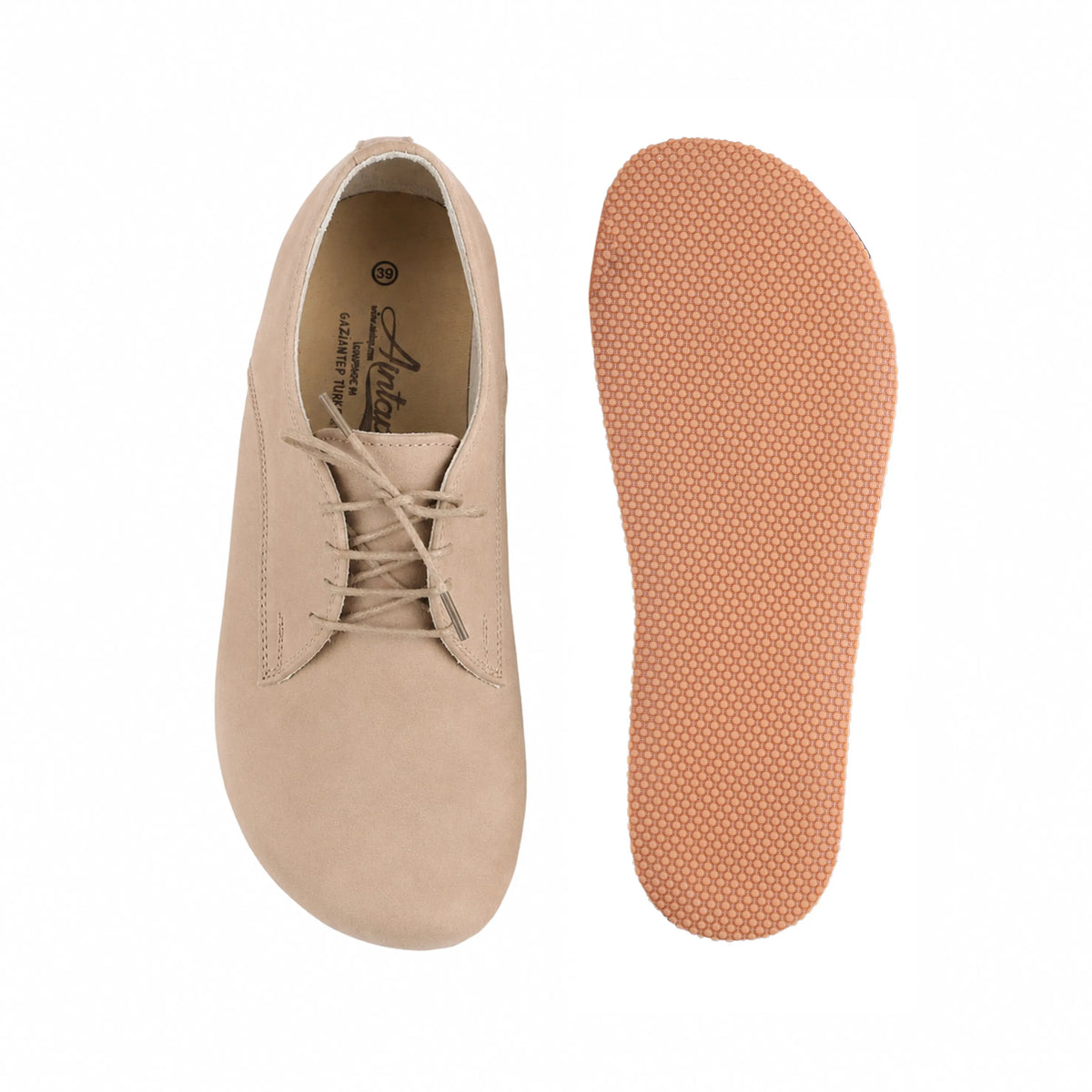 Nubuck Barefoot Oxford Shoes – Rubber Sole – Cream