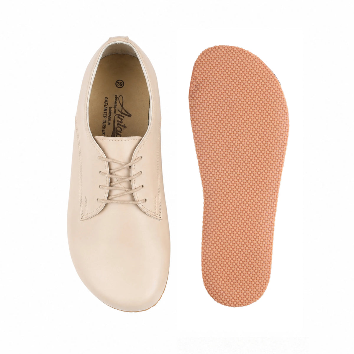 Smooth Barefoot Oxford Shoes – Rubber Sole – Cream