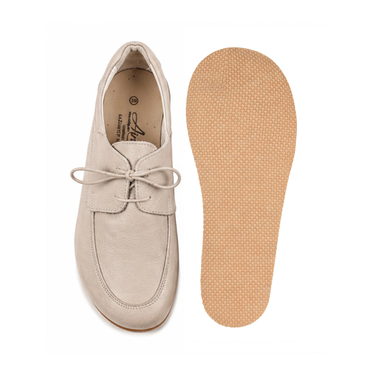 Smooth Barefoot Laces Penny Loafer Shoes – Rubber Sole – Cream