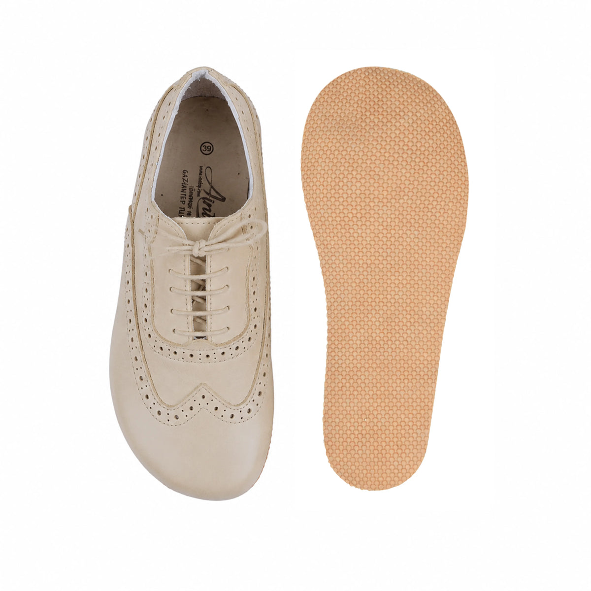 Smooth Barefoot Moccasin Shoes – Rubber Sole – Cream