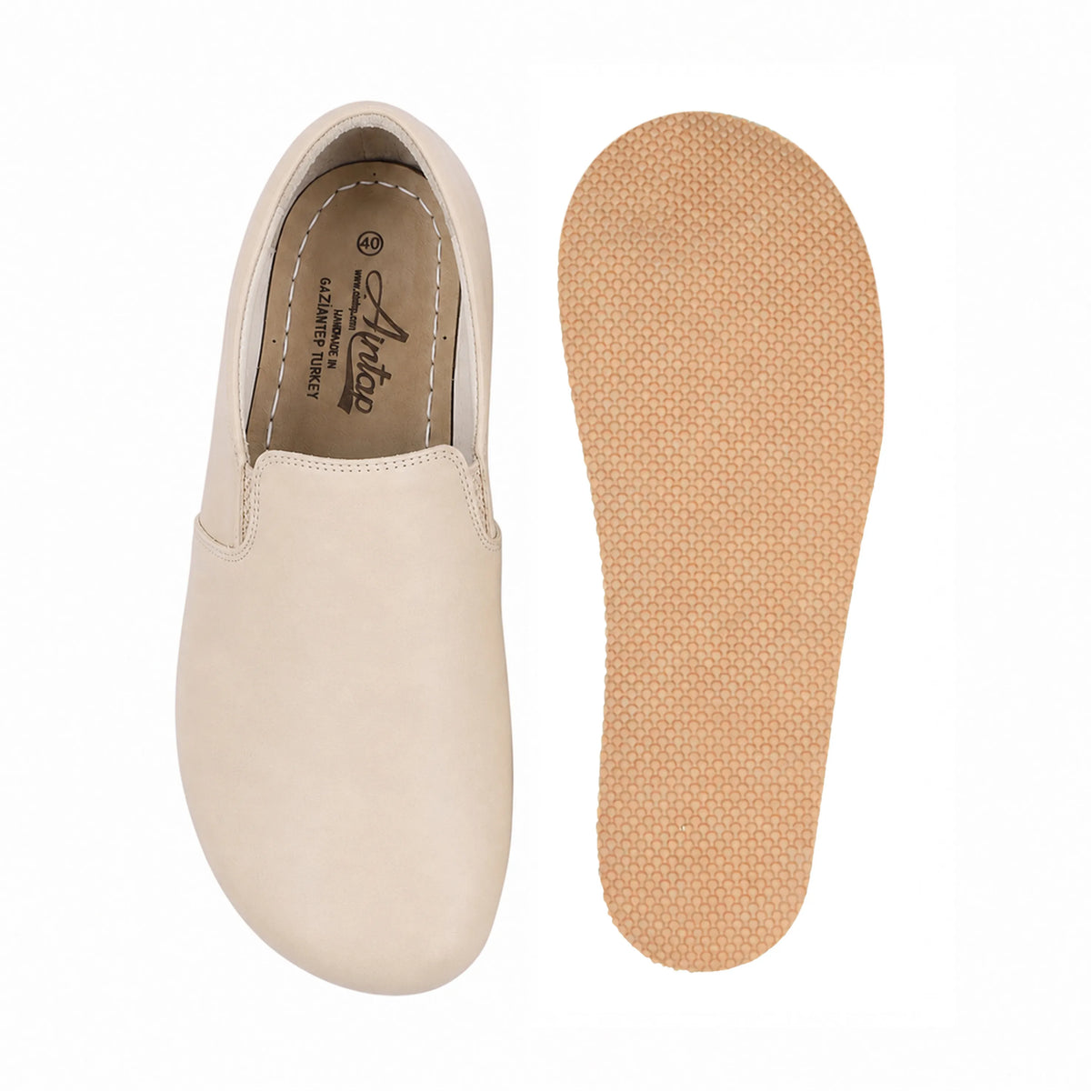Smooth Barefoot Slip-On Shoes – Rubber Sole – Cream
