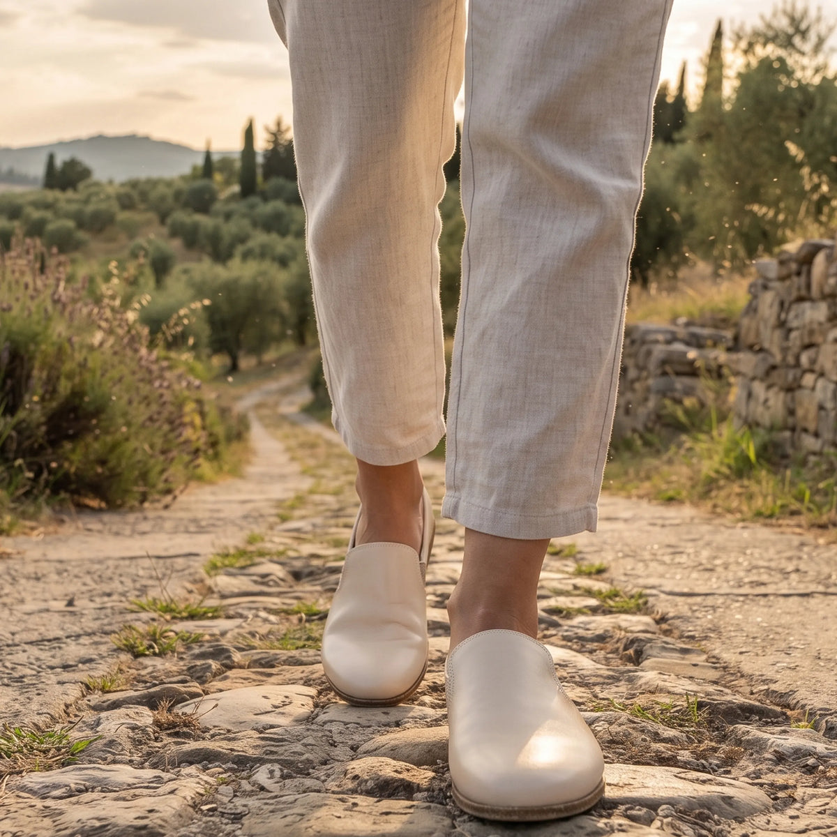 Smooth Barefoot Slip-On Shoes – Classic Sole — Leather Sole – Cream