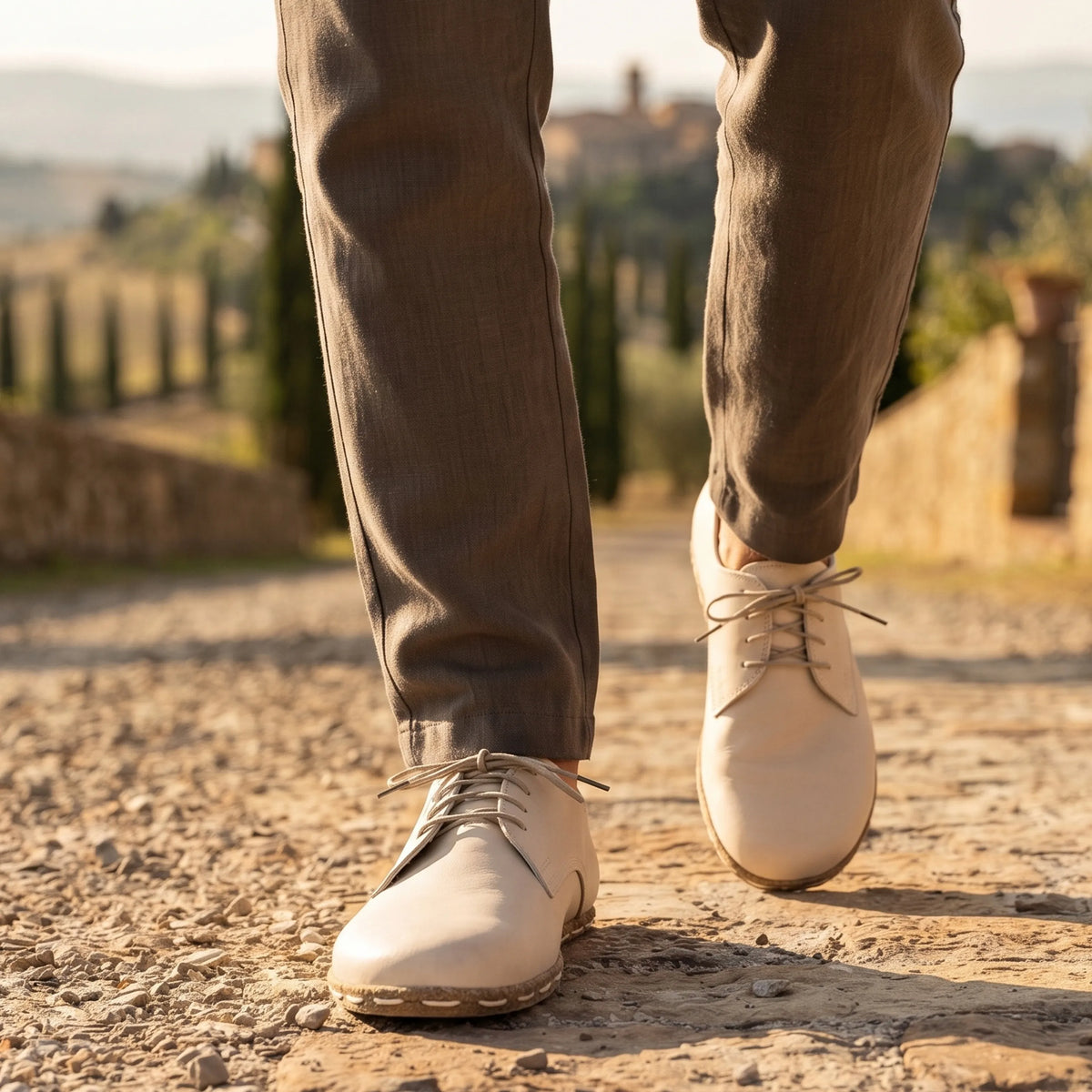 Smooth Barefoot Oxford Shoes — Leather Sole – Cream