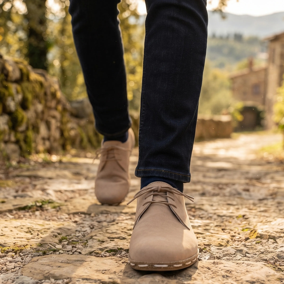 Nubuck Barefoot Oxford Shoes — Leather Sole – Cream