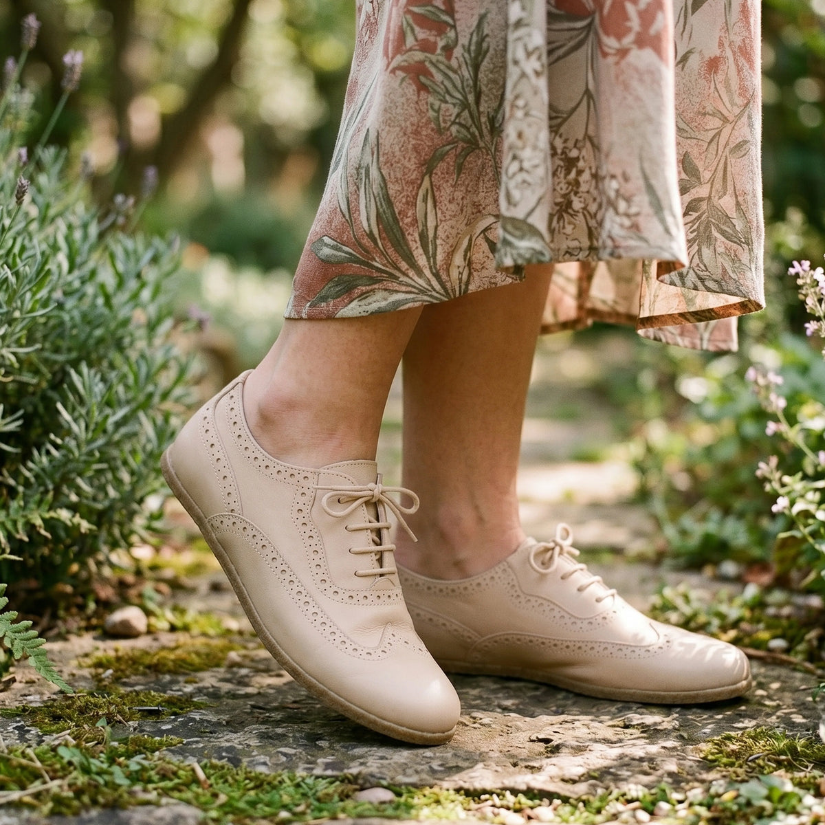 Smooth Barefoot Moccasin Shoes – Classic Sole — Leather Sole – Cream
