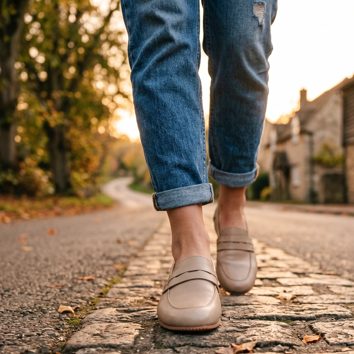 Crazy Barefoot Penny Loafer Shoes – Rubber Sole – Undyed Crust