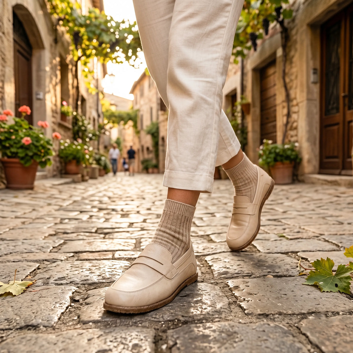 Smooth Barefoot Penny Loafer Shoes – Classic Sole — Leather Sole – Cream
