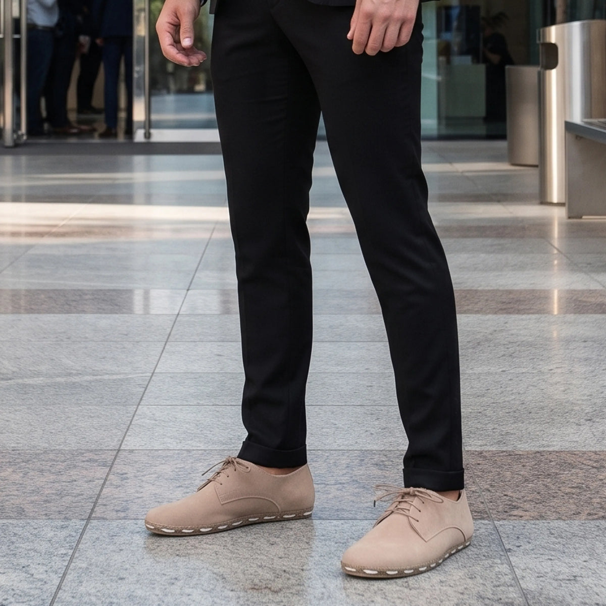 Nubuck Barefoot Oxford Shoes — Leather Sole – Cream