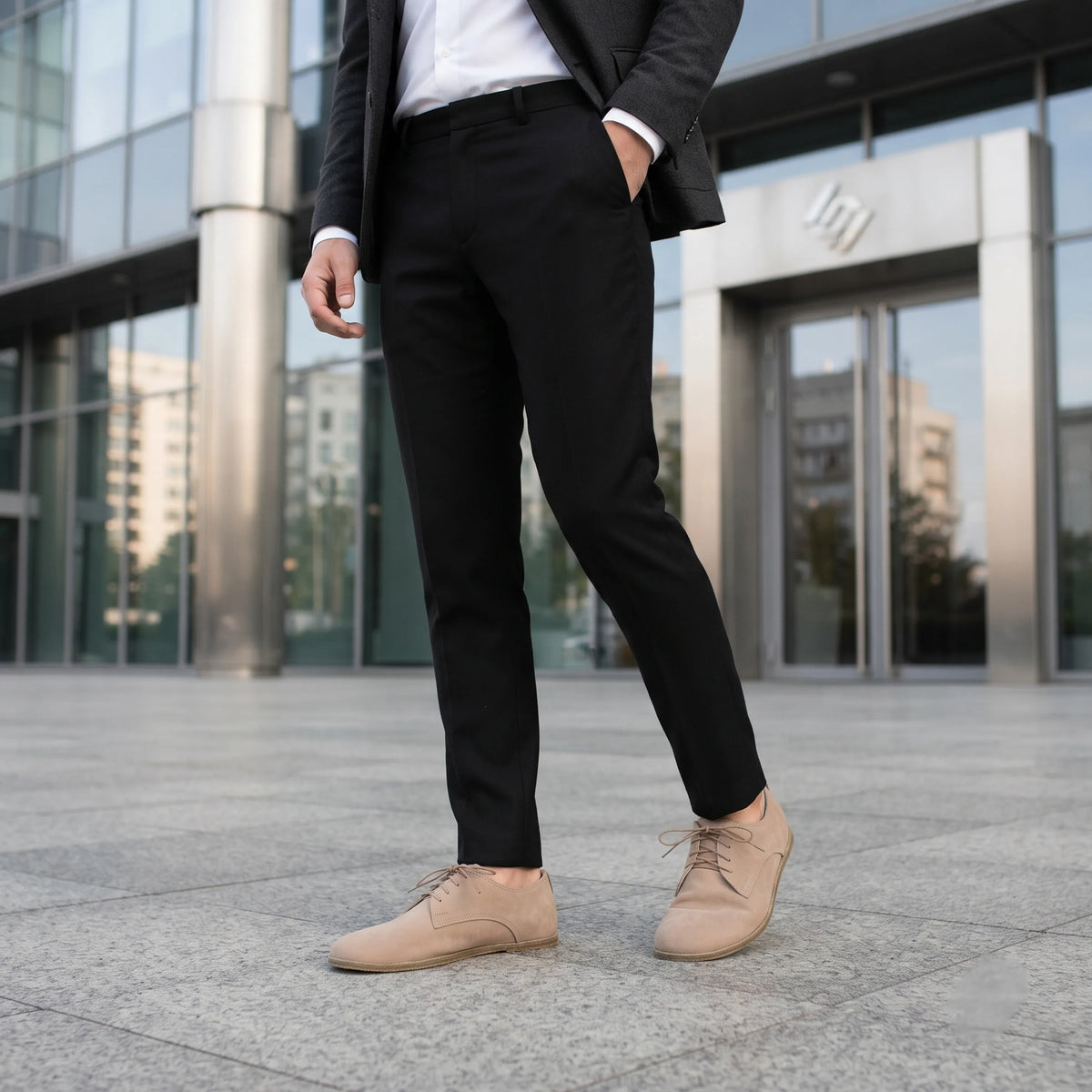 Nubuck Barefoot Oxford Shoes – Classic Sole — Leather Sole – Cream