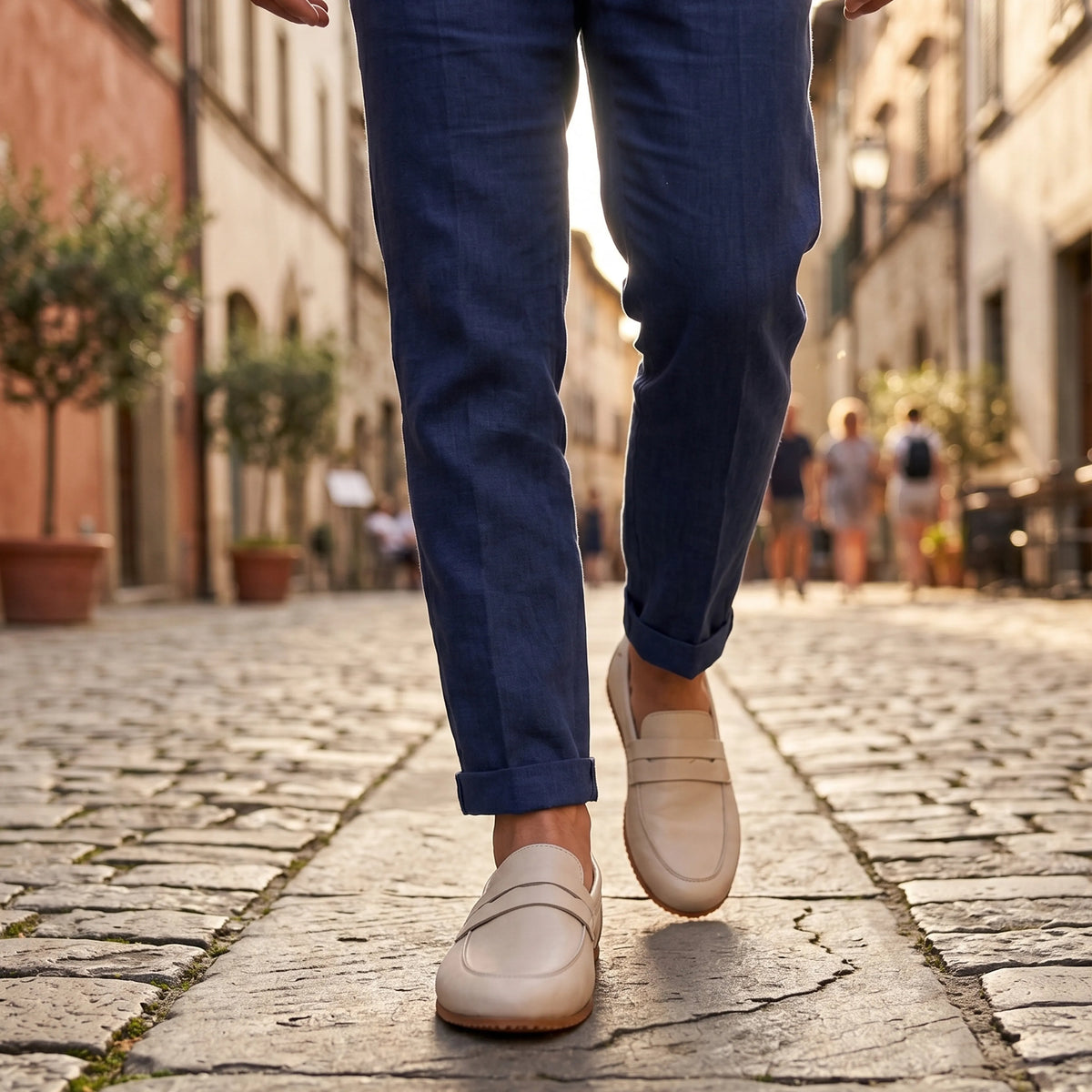 Smooth Barefoot Penny Loafer Shoes – Rubber Sole – Cream