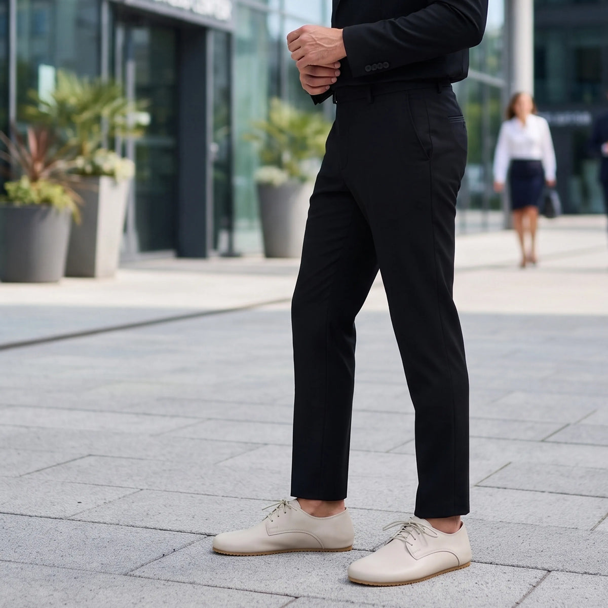 Smooth Barefoot Oxford Shoes – Rubber Sole – Cream