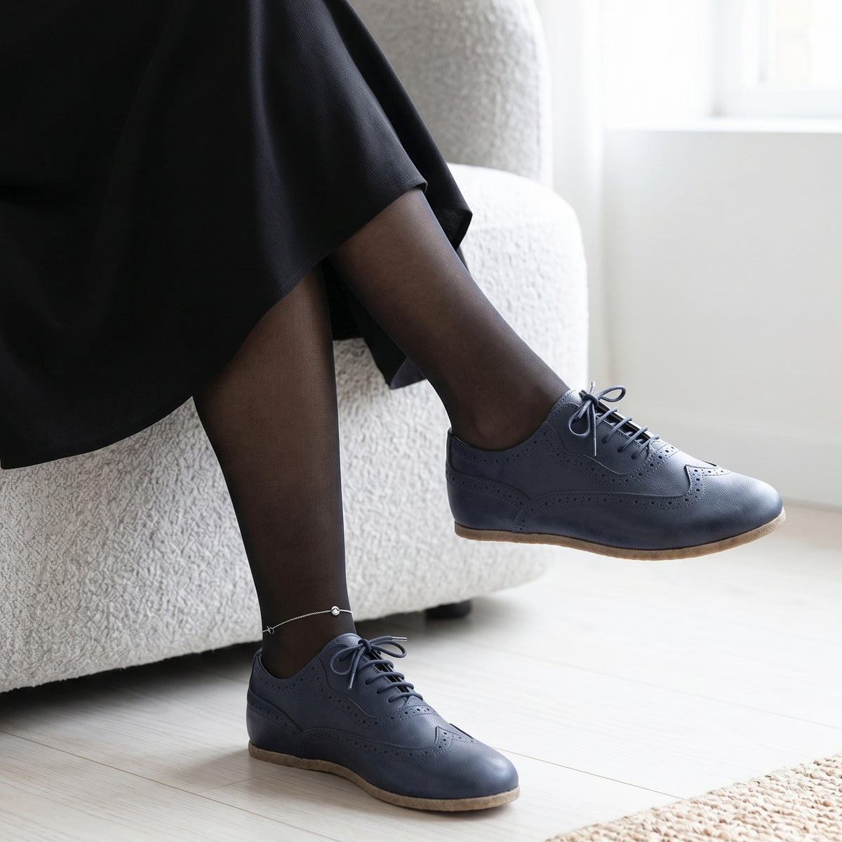 Crazy Barefoot Moccasin Shoes – Classic Sole — Leather Sole – Navy Blue