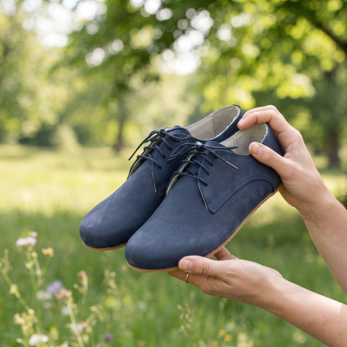 Crazy Barefoot Oxford Shoes – Rubber Sole – Navy Blue
