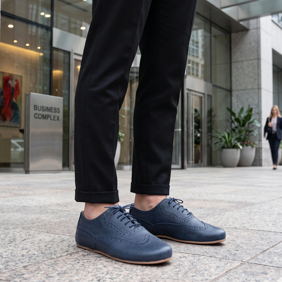 Smooth Barefoot Moccasin Shoes – Rubber Sole – Navy Blue