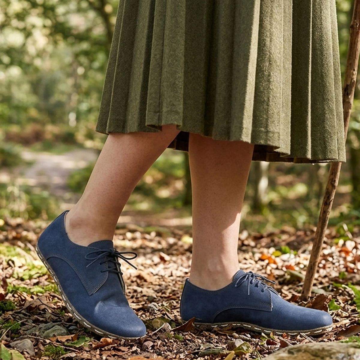 Crazy Barefoot Oxford Shoes — Leather Sole – Navy Blue