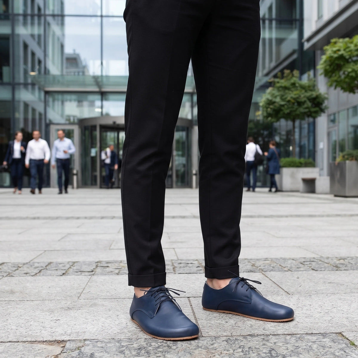 Smooth Barefoot Oxford Shoes – Rubber Sole – Navy Blue