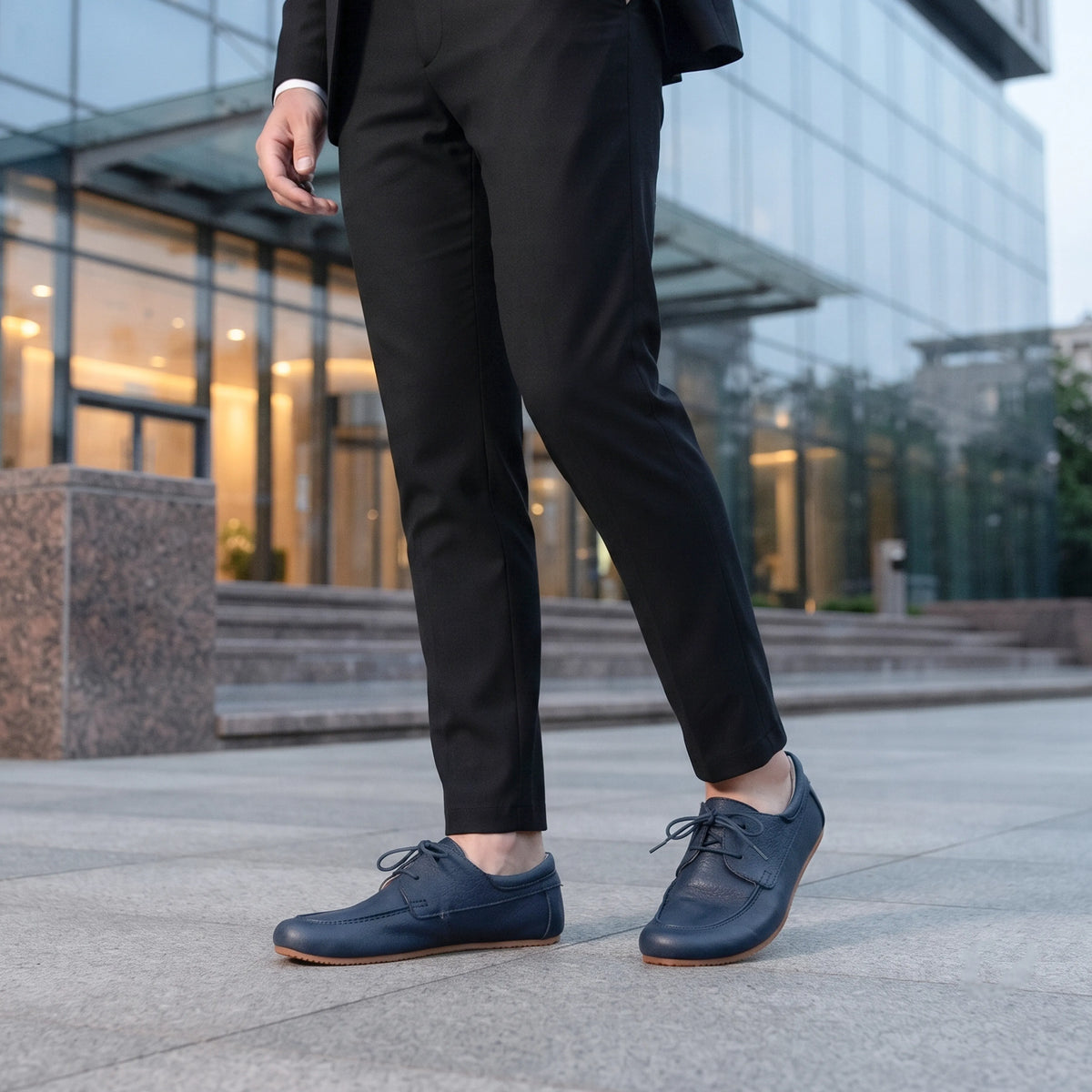 Crazy Barefoot Laces Penny Loafer Shoes – Rubber Sole – Navy Blue
