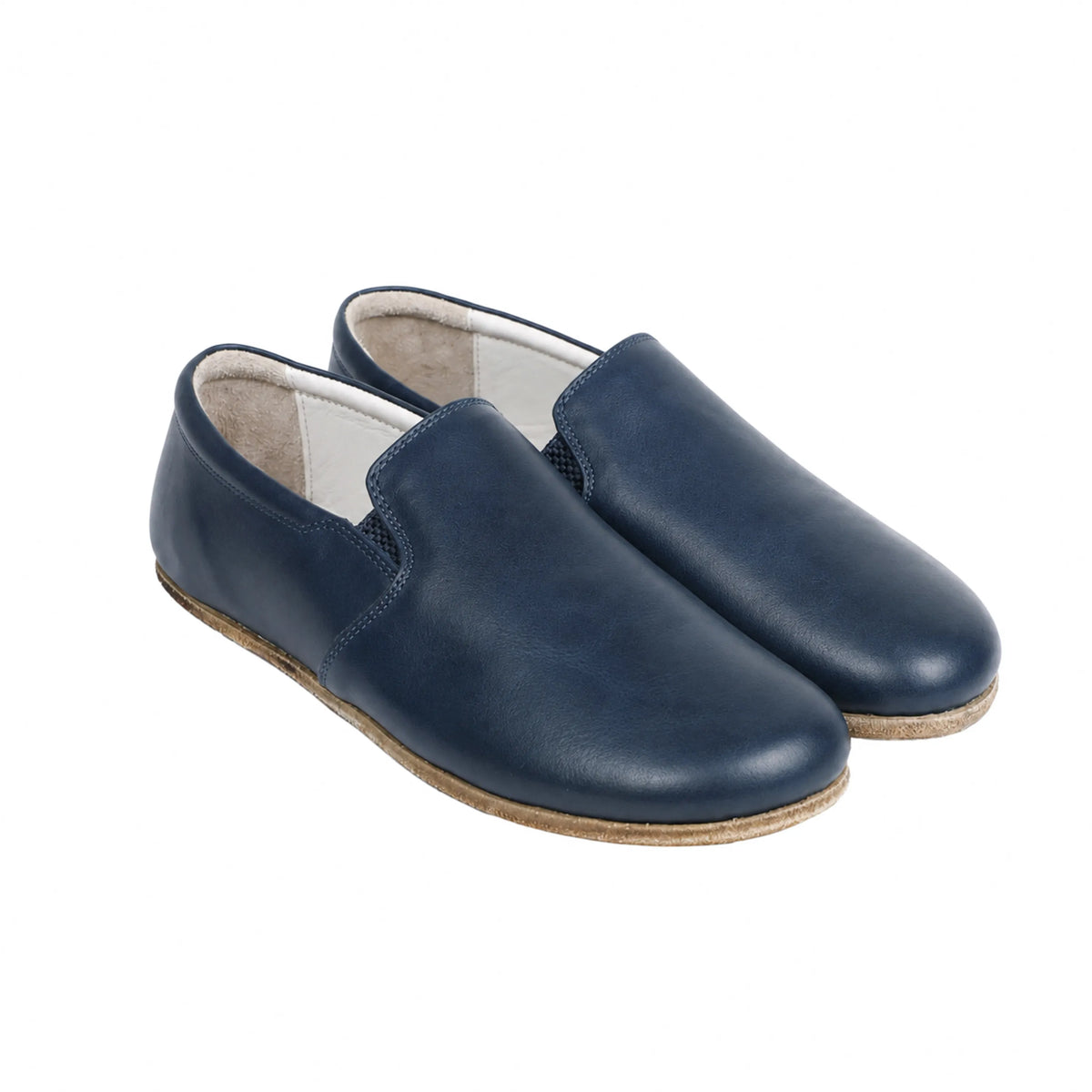 Smooth Barefoot Slip-On Shoes – Classic Sole — Leather Sole – Navy Blue