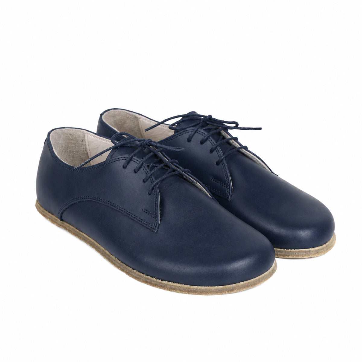 Smooth Barefoot Oxford Shoes – Classic Sole — Leather Sole – Navy Blue