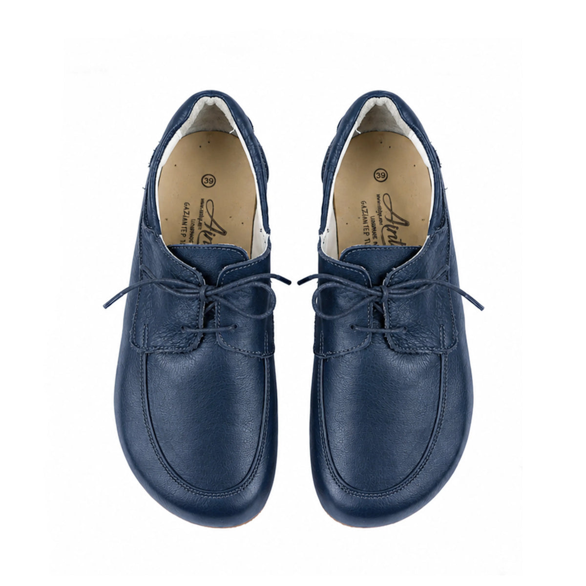 Smooth Barefoot Laces Penny Loafer Shoes – Rubber Sole – Navy Blue