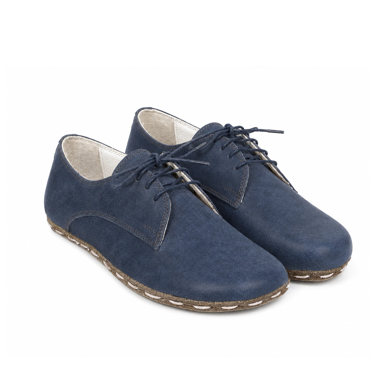 Crazy Barefoot Oxford Shoes — Leather Sole – Navy Blue