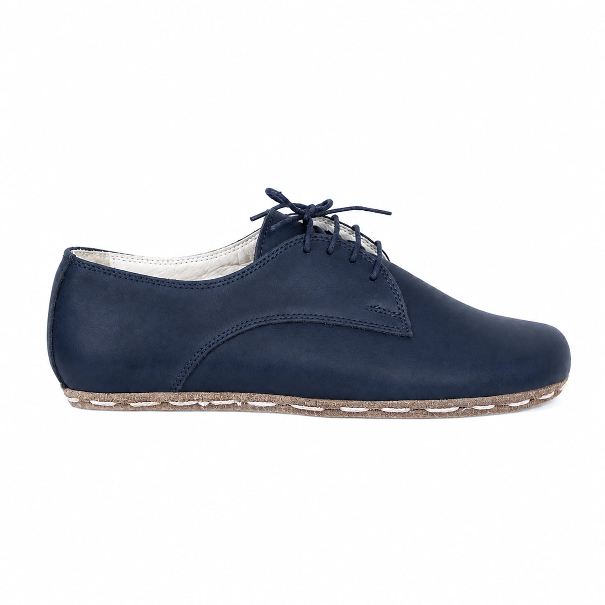 Smooth Barefoot Oxford Shoes — Leather Sole – Navy Blue