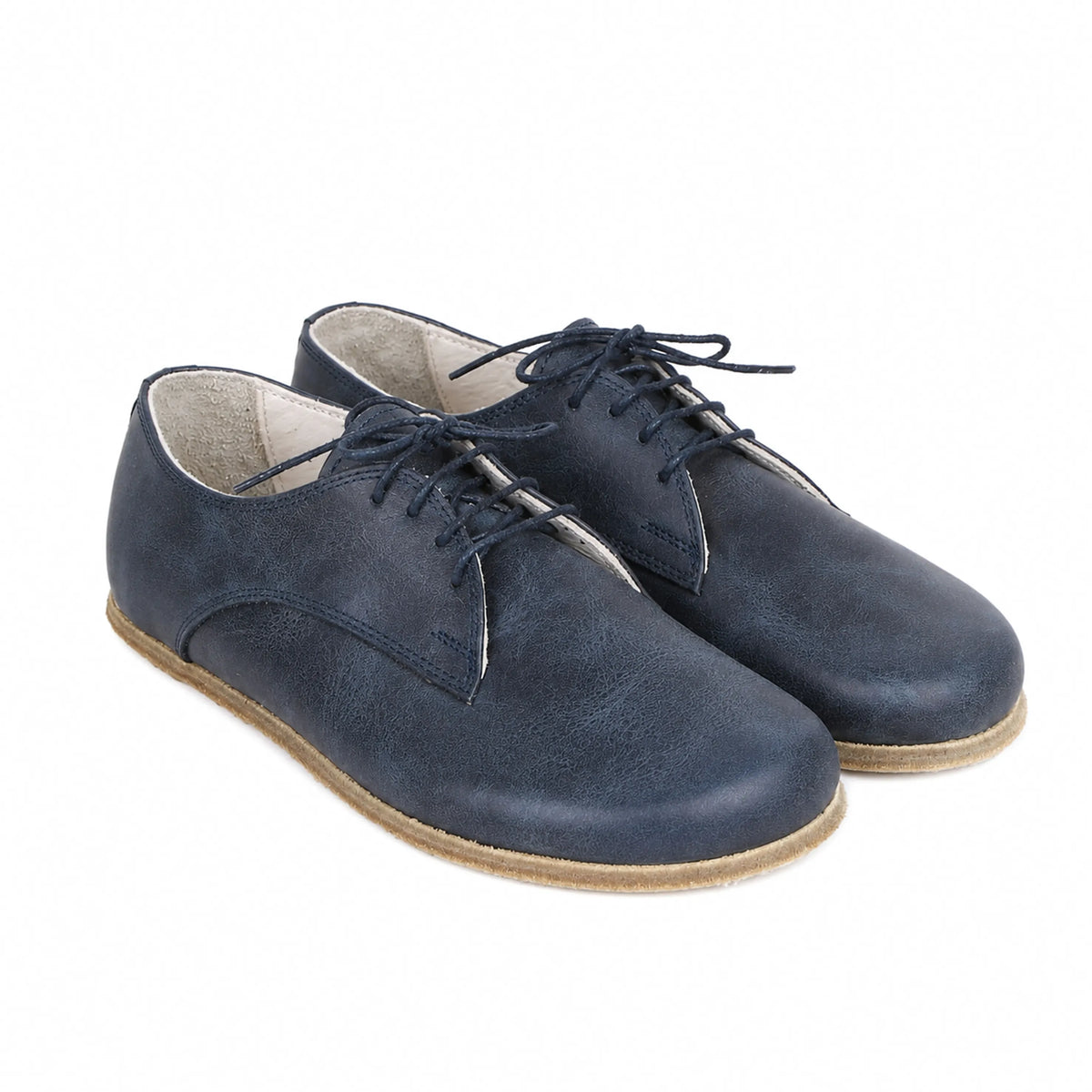 Crazy Barefoot Oxford Shoes – Classic Sole — Leather Sole – Navy Blue