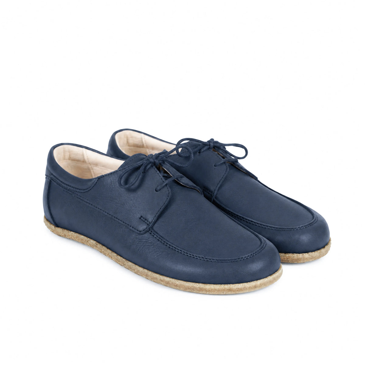 Smooth Barefoot Laces Penny Loafer Shoes – Classic Sole — Leather Sole – Navy Blue
