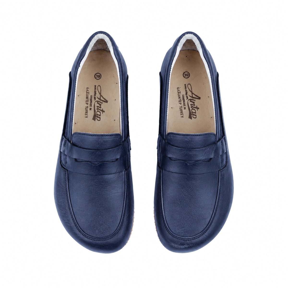 Smooth Barefoot Penny Loafer Shoes – Rubber Sole – Navy Blue