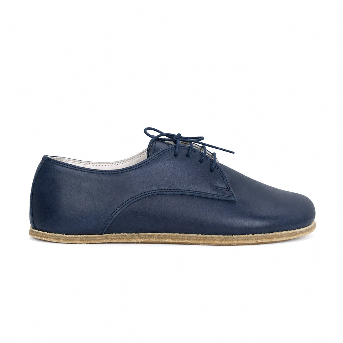 Smooth Barefoot Oxford Shoes – Classic Sole — Leather Sole – Navy Blue