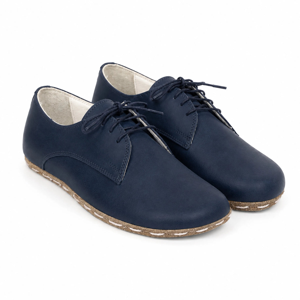 Smooth Barefoot Oxford Shoes — Leather Sole – Navy Blue
