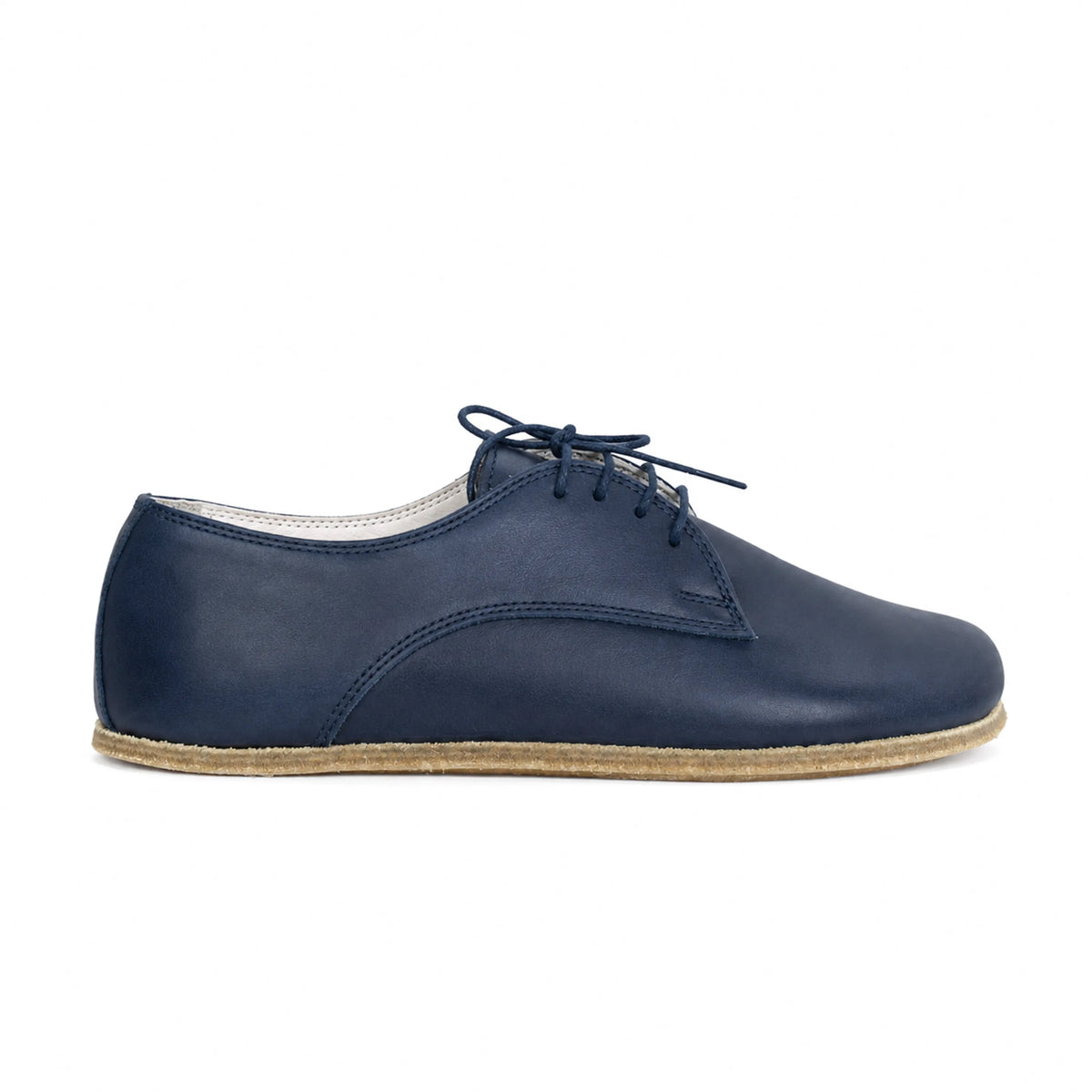 Smooth Barefoot Oxford Shoes – Classic Sole — Leather Sole – Navy Blue