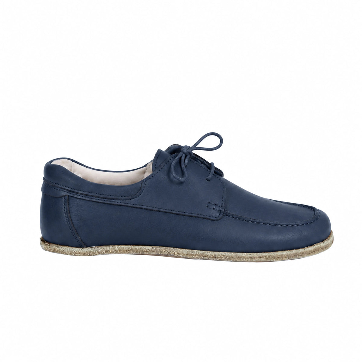 Smooth Barefoot Laces Penny Loafer Shoes – Classic Sole — Leather Sole – Navy Blue