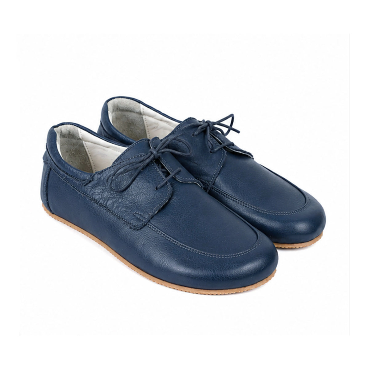 Smooth Barefoot Laces Penny Loafer Shoes – Rubber Sole – Navy Blue