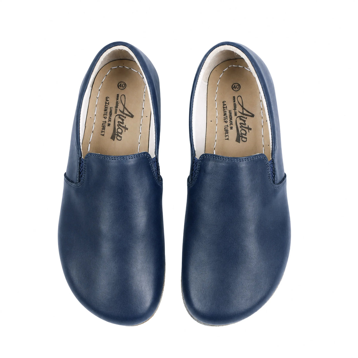 Smooth Barefoot Slip-On Shoes – Classic Sole — Leather Sole – Navy Blue