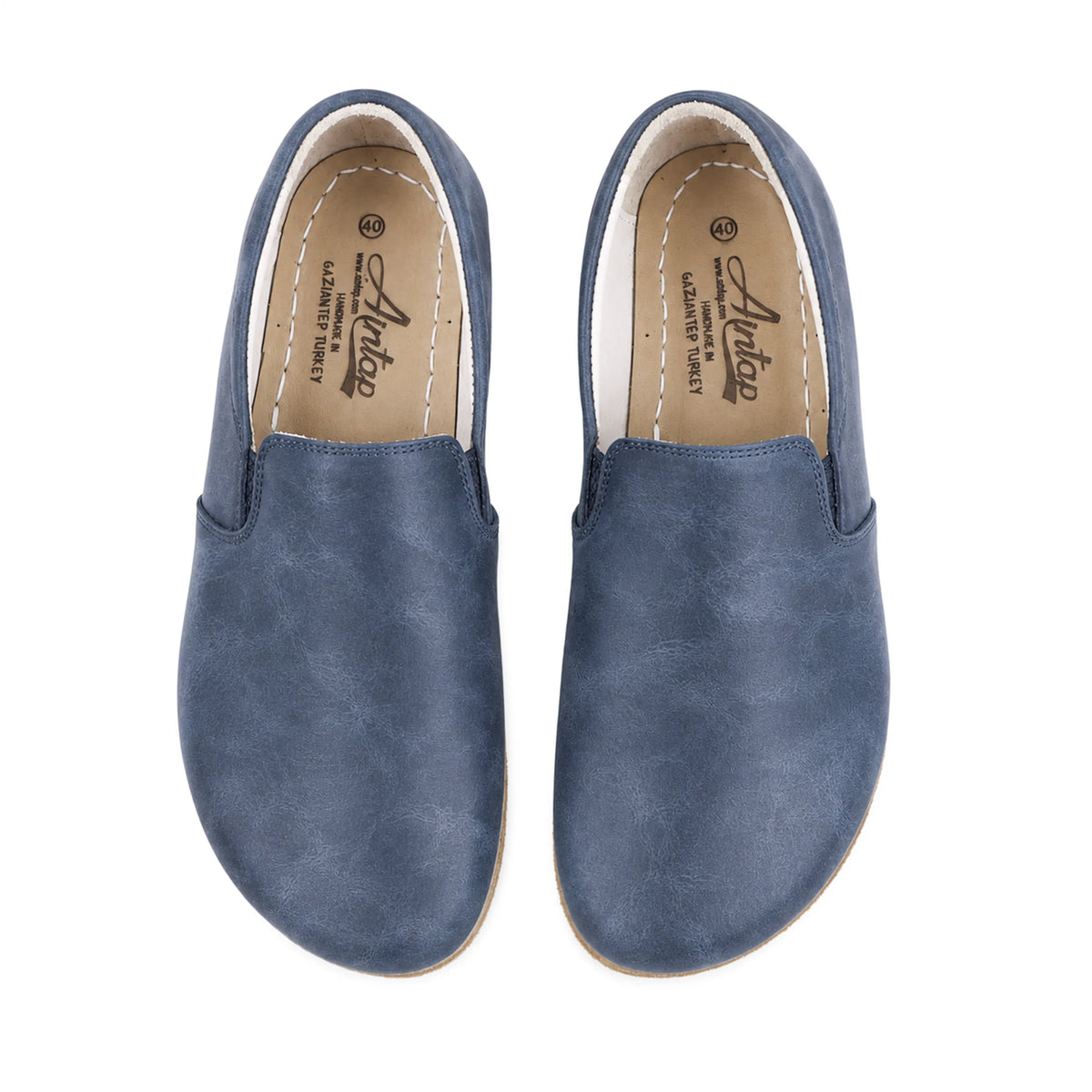 Crazy Barefoot Slip-On Shoes – Classic Sole — Leather Sole – Navy Blue
