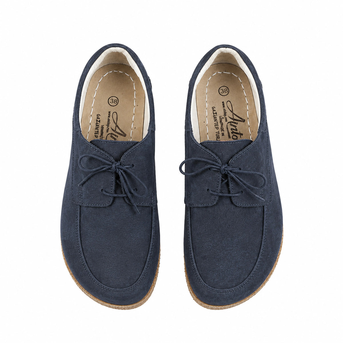 Crazy Barefoot Laces Penny Loafer Shoes – Classic Sole — Leather Sole – Navy Blue